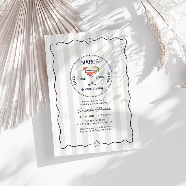 Snygg Margs & Matrimony Bröllopsfest Inbjudningar (Preppy Margs & Matrimony Bridal Shower Invitation)