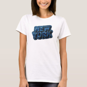 Snygg marinblå 3D-Text Konst NEW YORK T Shirt