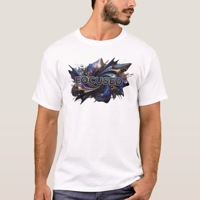 Snygg marinblå FOKUSERAD t-shirt (Framsida)