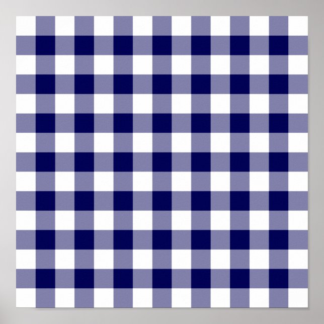 Snygg marinblå och vit gingham-rutig mönster poster (Framsidan)