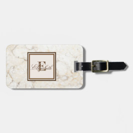Snygg marmorerad textur, monogram-personanpassad bagagebricka