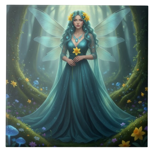 Snygg mars Aquamarine Fairy Kakelplatta (Framsidan)
