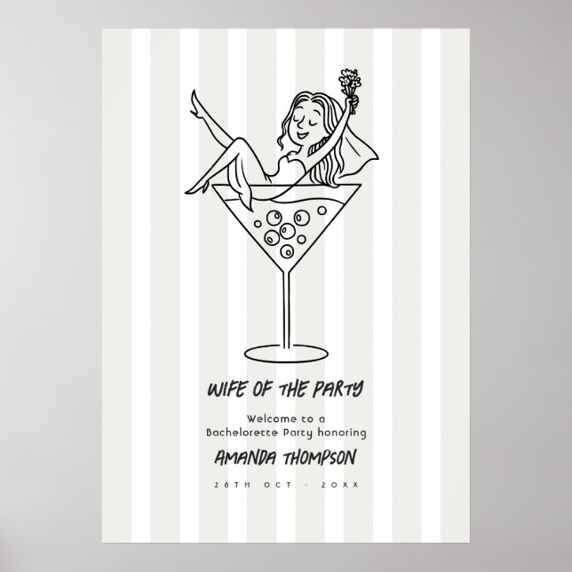 Snygg Martini Doodle Hustru till Festen Möhippa Poster (Framsidan)