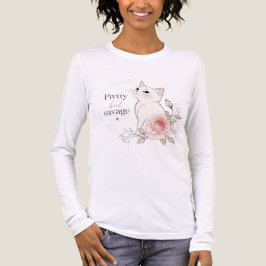 Snygg men vild vit katt Rose T-shirt