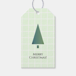 Snygg Minimal Grön Vit Julgran Ikon Presentetikett