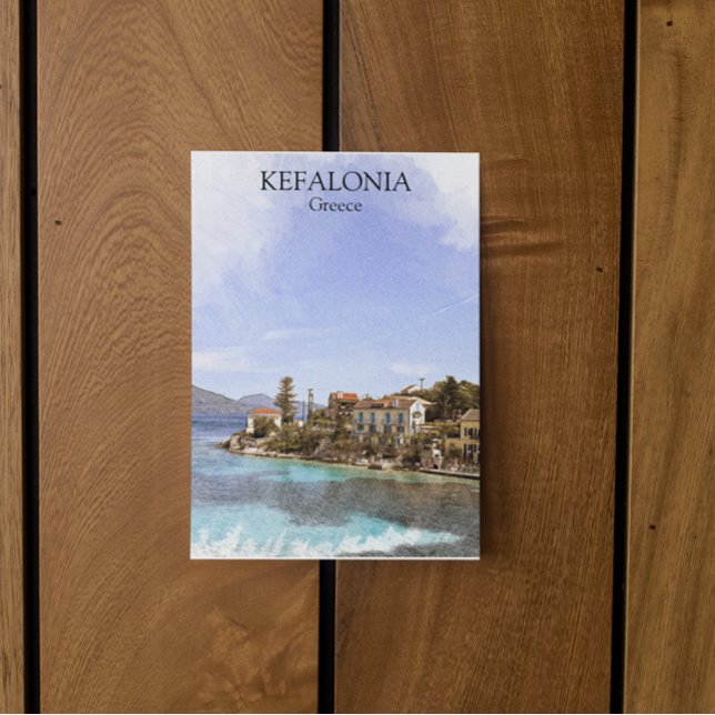 Snygg Minimal Kefalonia Greece Painting Vykort (kefalonia greece waitercolor painting postcard)