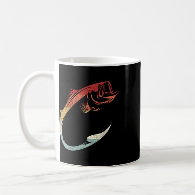 Snygg minimalist fiskkrokskonst för fiskentusiaste kaffemugg (Vänster)
