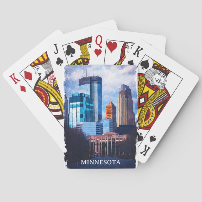 Snygg Minneapolis Minnesota Skyline Casinokort (Baksidan)