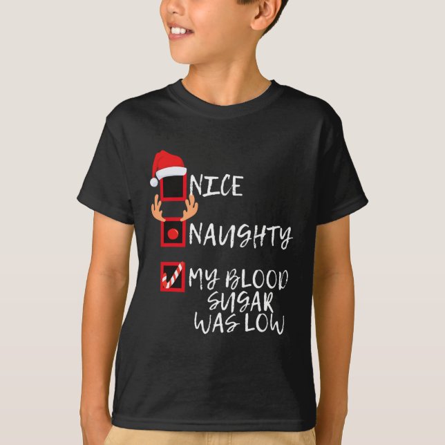 Snygg, mitt Blood Sugar var lågt roligt Christma T Shirt (Framsida)