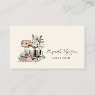 Snygg mixer blommor bageri visitkort