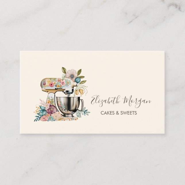 Snygg mixer blommor bageri visitkort (Framsida)