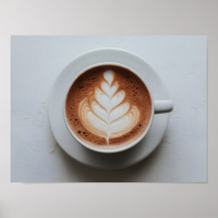 Snygg Mjölk-skummet Latte Art på Hett Kakao Poster