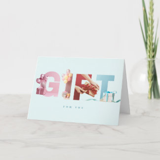Snygg Mjuk Blå PRESENT Födelsedag Foto Typografi Kort