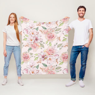Snygg mjuk rosa vintage ro mönster fleecefilt