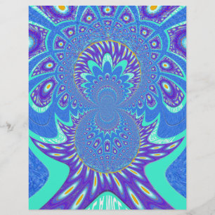 Snygg modern cyan Blue Batik Kaleidoscope Art