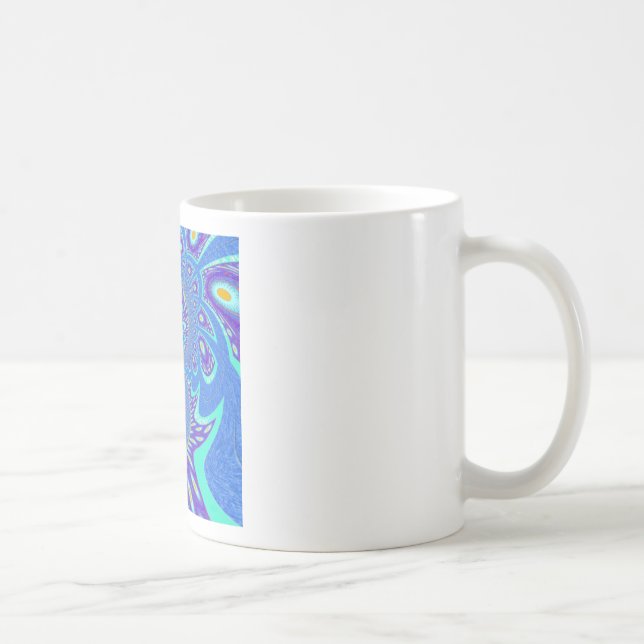 Snygg modern cyan Blue Batik Kaleidoscope Art Kaffemugg (Höger)