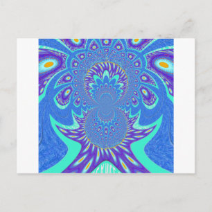 Snygg modern cyan Blue Batik Kaleidoscope Art Vykort