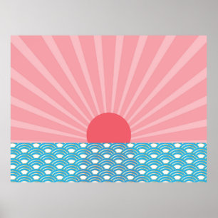 Snygg modern design för det nya året av soluppgång poster