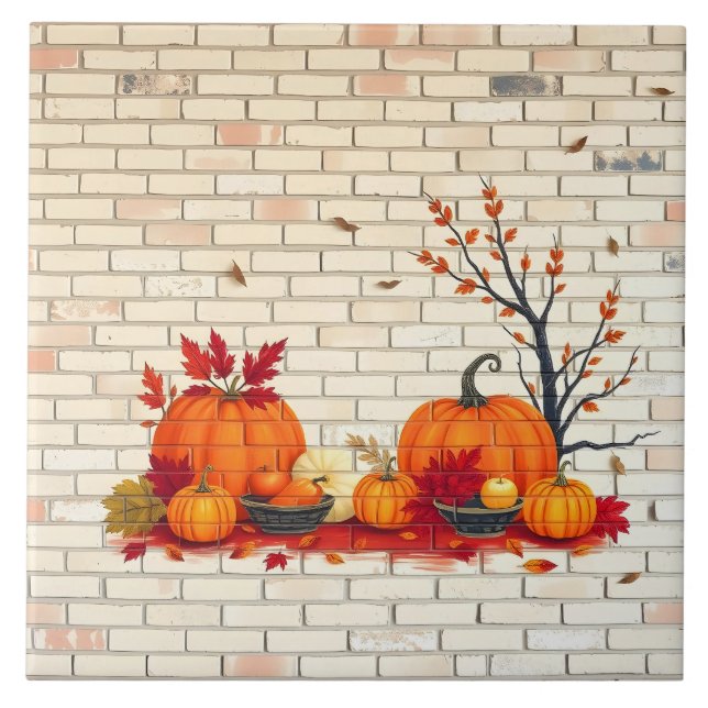 Snygg Modern Happy thanksgiving Fall Kakelplatta (Framsidan)