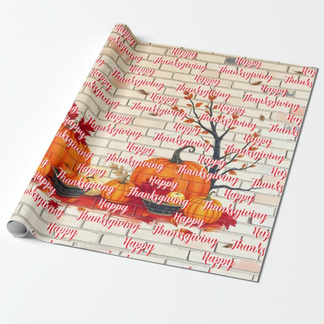 Snygg Modern Happy thanksgiving Fall Presentpapper (Utrullad)