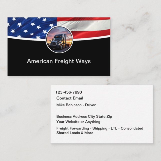 Snygg Modern Patriotisk Transporttjänst Visitkort (Fram/baksida)