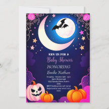 Snygg modern rosa lila Halloween Baby Shower