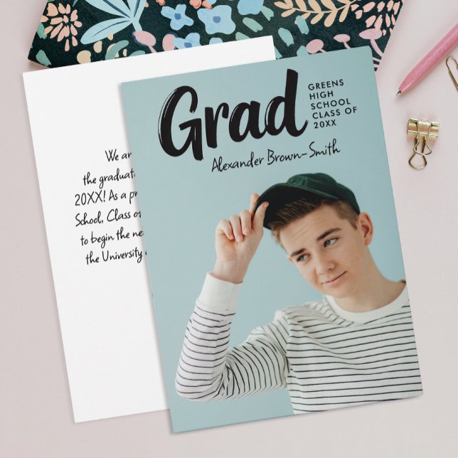 Snygg modern svart scriptutexamenfoto meddelande (Skapare uppladdad)