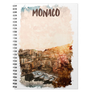 Snygg Monaco Sunset Painting Anteckningsbok