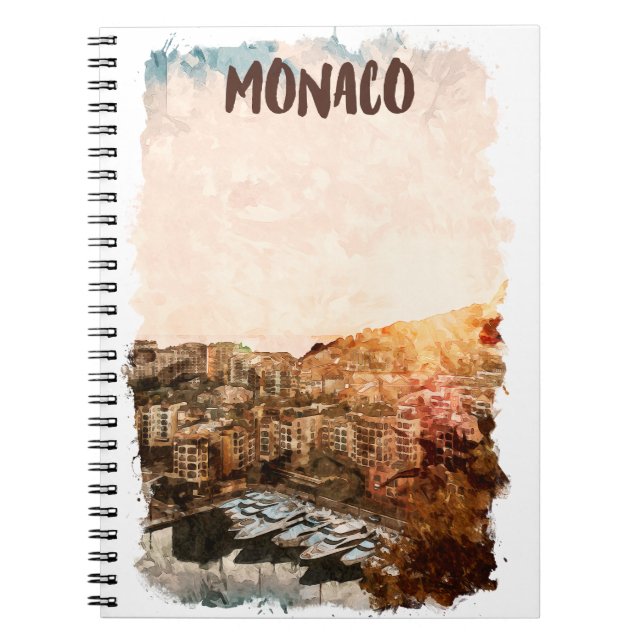 Snygg Monaco Sunset Painting Anteckningsbok (Framsidan)