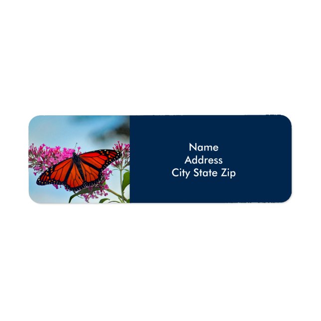 Snygg Monarch Butterfly Photo Returadress Etikett (Framsidan)