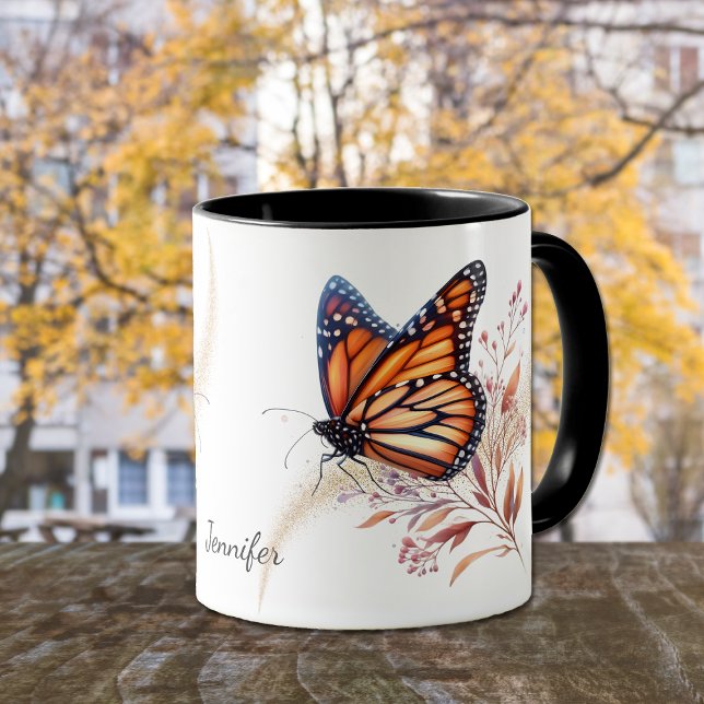 Snygg Monarch Guld Swirl Butterfly Mugg (Skapare uppladdad)