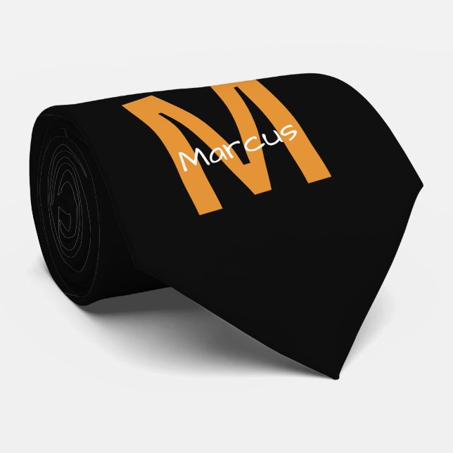 Snygg monogram svart orange slips (Rullad)