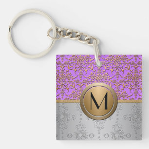 Snygg monogramdesign periwinkle lila guld