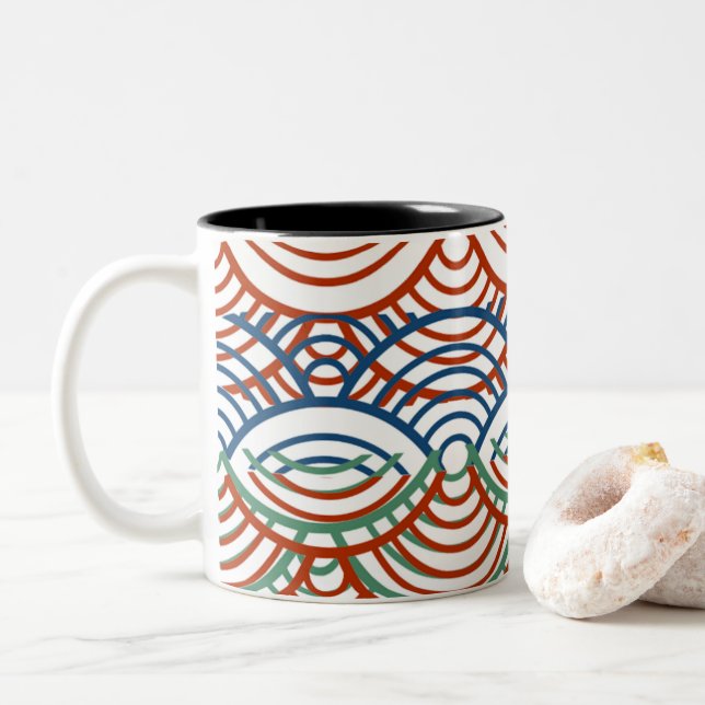 Snygg mönstrad mugg-cirkel, mugg-kaffe Två-Tonad mugg (Med munk)