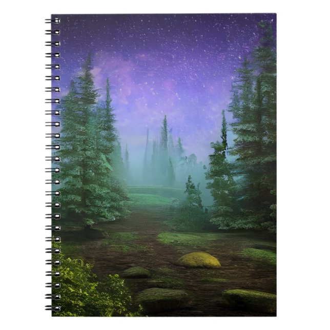 Snygg Moonlight Wilderness Scene Anteckningsbok (Framsidan)
