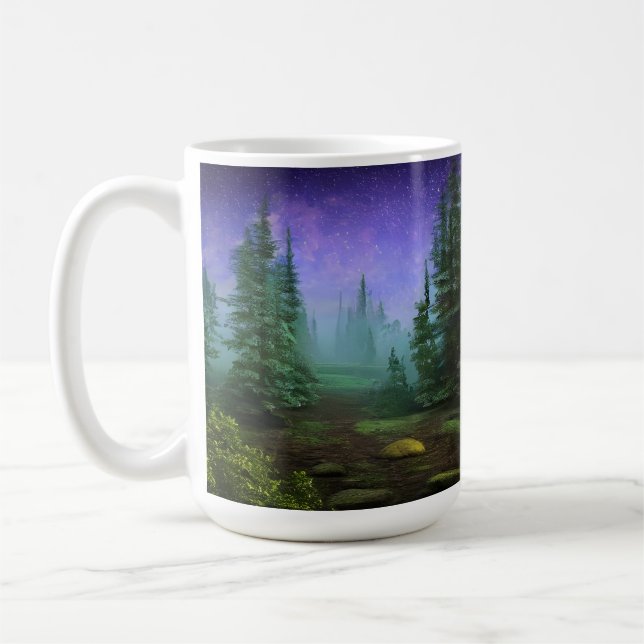 Snygg Moonlight Wilderness Scene Kaffemugg (Vänster)