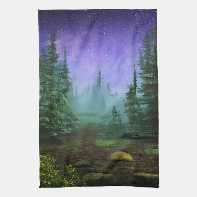 Snygg Moonlight Wilderness Scene Kökshandduk (Vertikal)