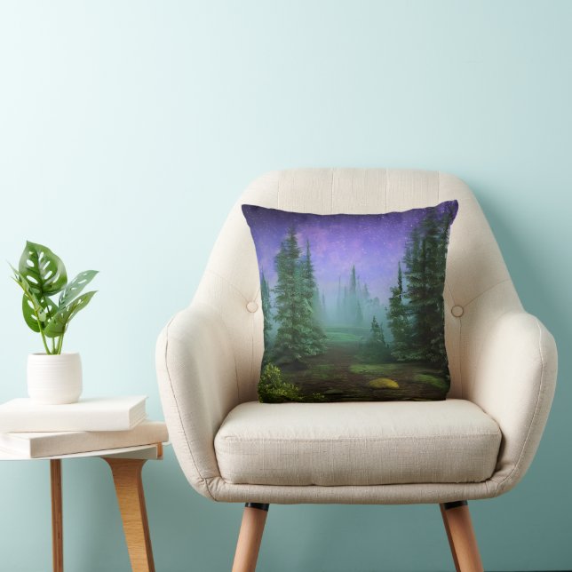 Snygg Moonlight Wilderness Scene Kudde (Stol)