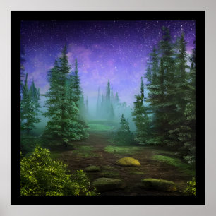 Snygg Moonlight Wilderness Scene Poster