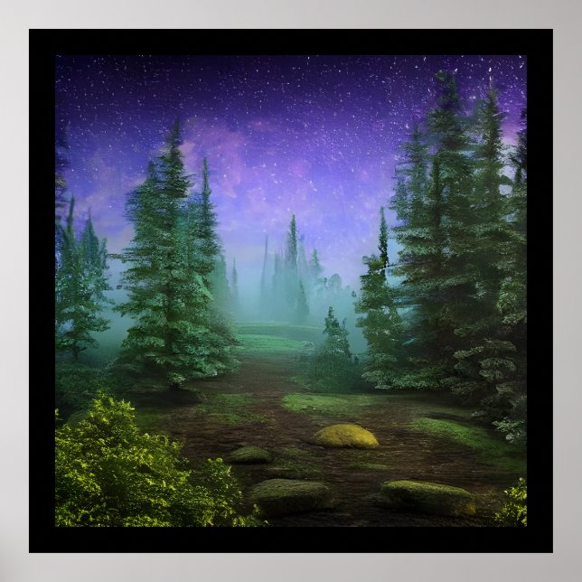 Snygg Moonlight Wilderness Scene Poster (Framsidan)