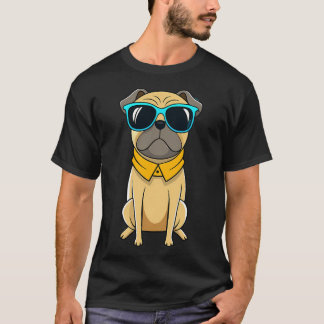 Snygg Mops med Solglasögon T Shirt
