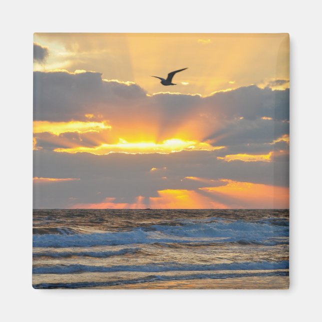 Snygg morgon Beach Sunrise Scenery Magnet (Framsidan)