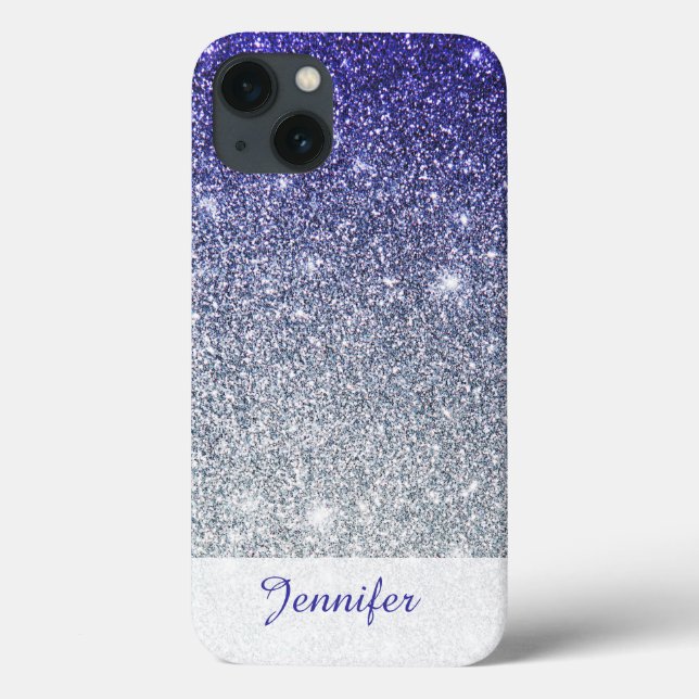 Snygg Mörk blått Lila Glitter Ombre iPhone Ca (Baksida)