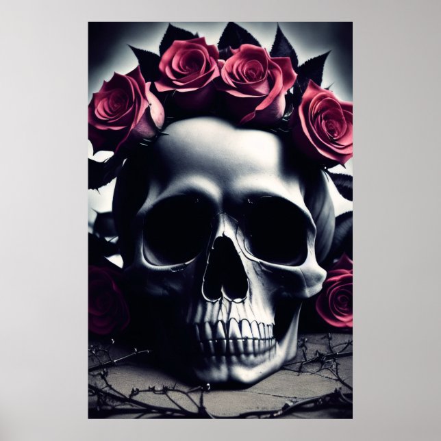 Snygg Mörk och Gothic Ro Skull Poster (Framsidan)