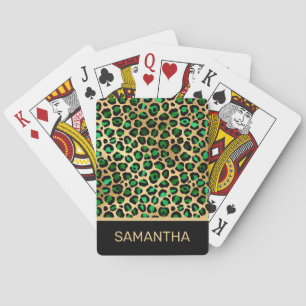 Snygg mörkgrön och guld folie leopardfläckar casinokort