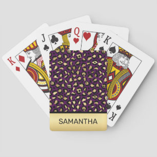Snygg mörklila och guld folie leopardfläckar casinokort