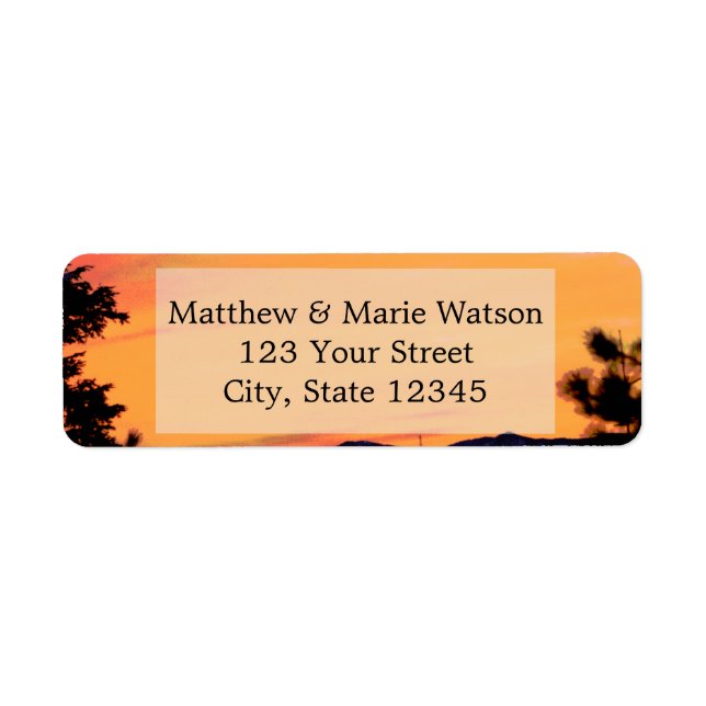 Snygg Mountain Sunset Returadress Etikett (Framsidan)