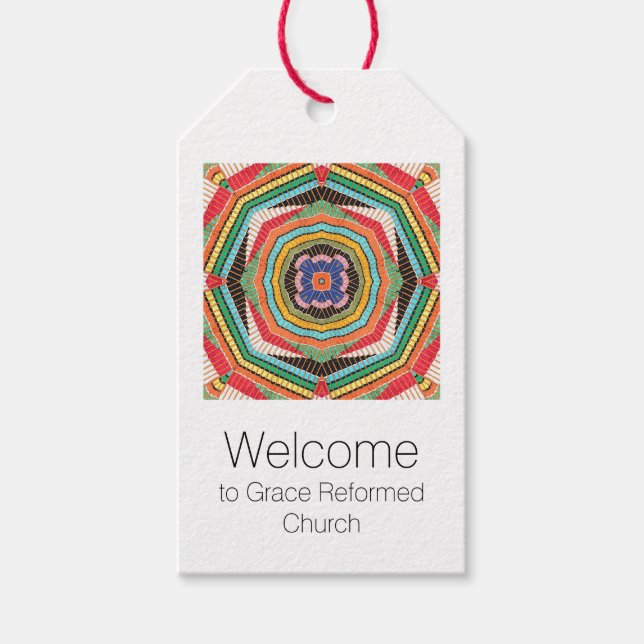 Snygg Multi-Färg Kente Kaleidoscope Presentetikett (Framsidan)