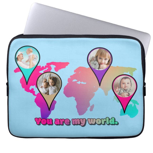 Snygg Multifärgad World Map Photo Collage Laptop Fodral (Framsidan)