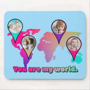 Snygg Multifärgad World Map Photo Collage Musmatta